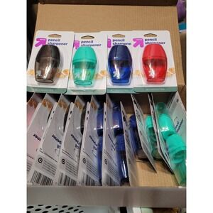 Up&Up Pencil Sharpener(24pack) Black,Teal, Blue, Red Stationery,School Supplies